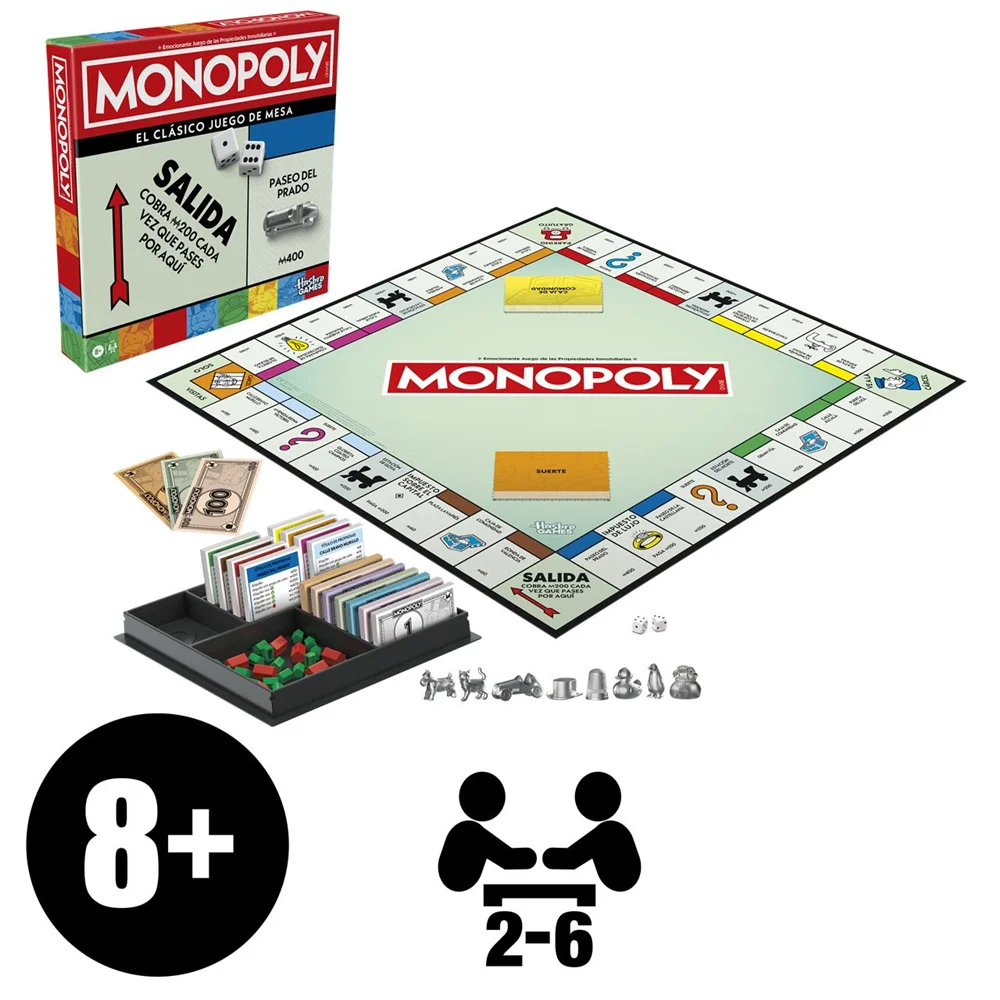 Classic Monopoly Madrid Hasbro - Spanish board game for ages 8 to 99 with custom Madrid game board, 8 unique tokens, property cards, houses, and hotels, ideal for family entertainment and fun game nights. #6