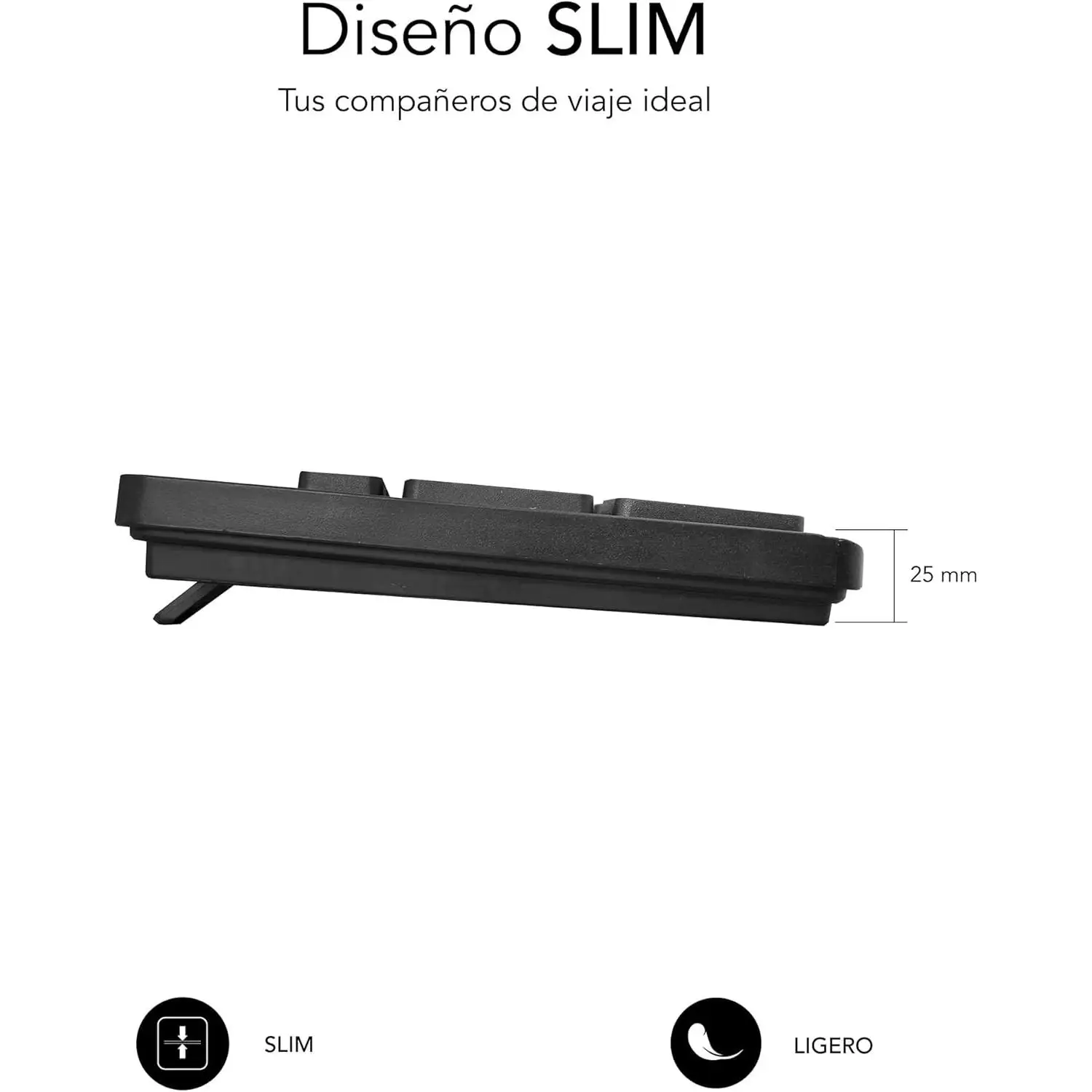 Subblim business slim silent, spanish keyboard distribution (qwerty), plug & play via usb, flat design, silent keying, black