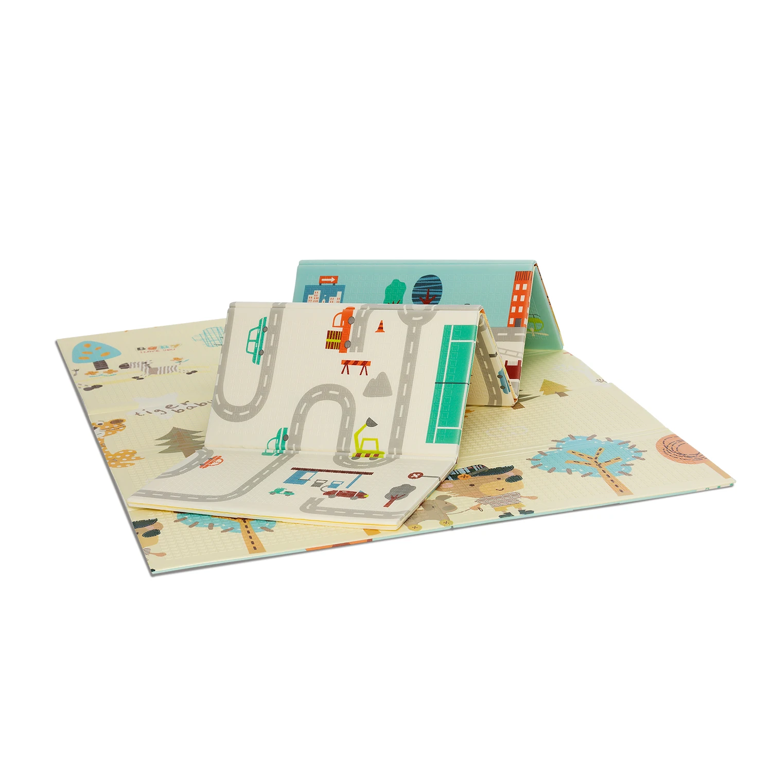 Asalvo Alfombra de Juegos Plegable 120x180 – Reversible, Espuma Acolchada, Impermeable y Lavable, Se Pliega en Segundos, Antideslizante para Bebés
