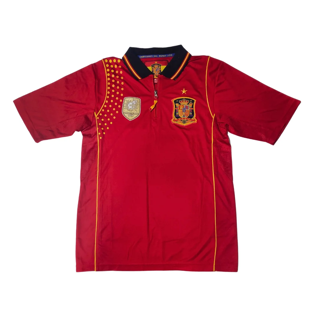 RFEF red Retro Polo shirt with points Spanish soccer team size M World Champions 2010 short sleeve official licensed Special Edition embroidery shield