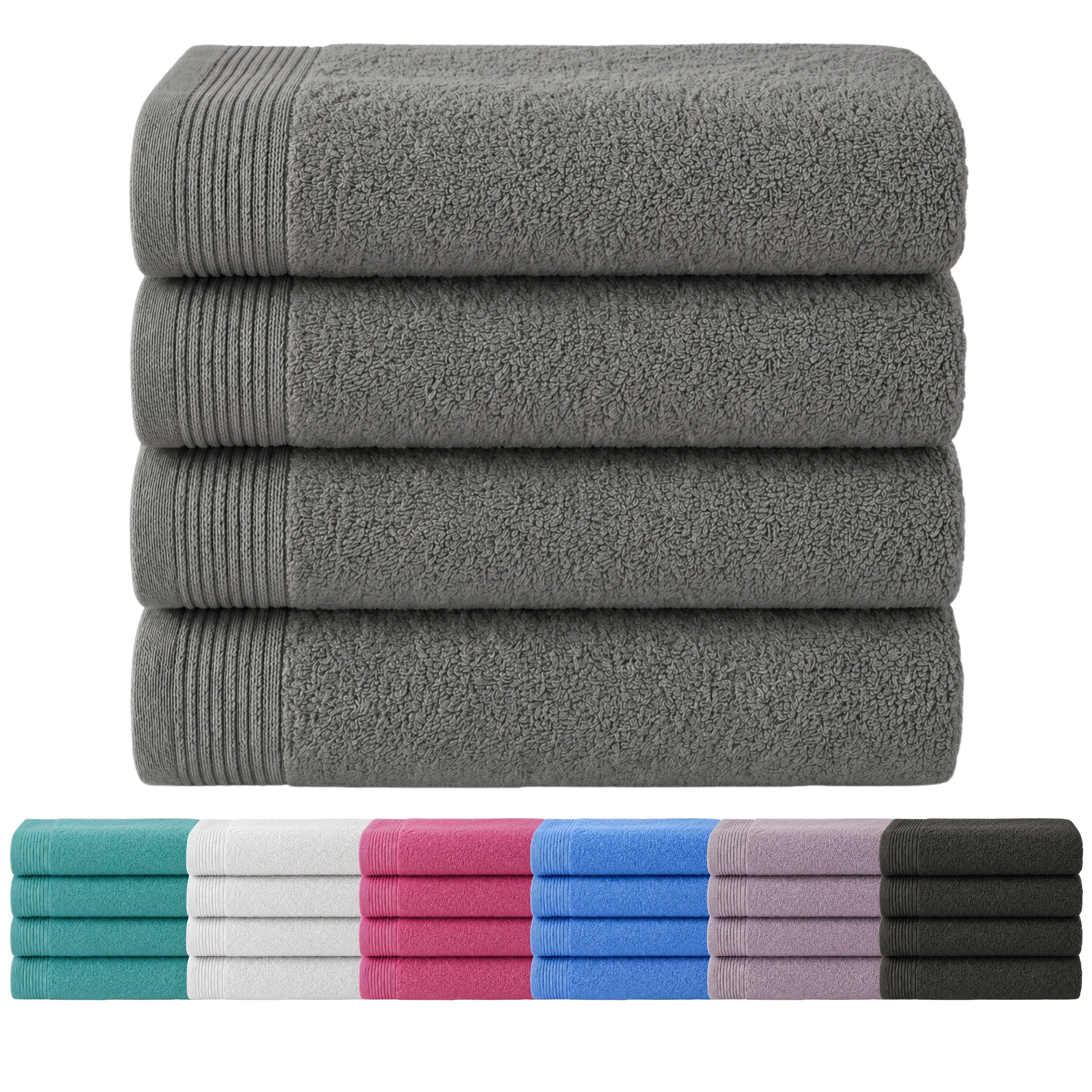 Novotextil Toallas Mano y Cara 100% Algodón 500 g/m² – Pack de 4 Toallas Suaves, Absorbentes y Duraderas – Baño, Cocina y Tocador