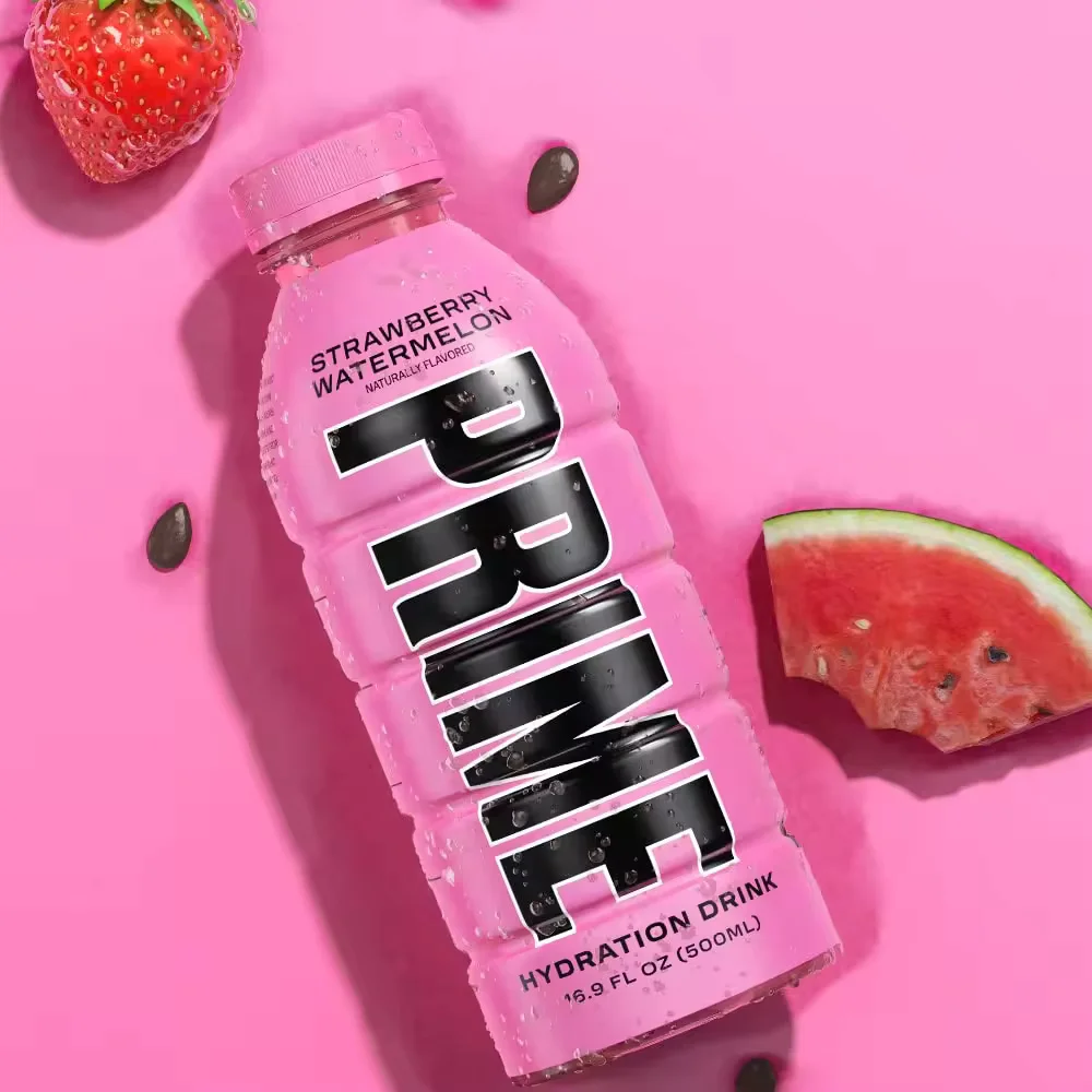 Prime moisturizing drink - savings pack caffeine-free refreshing drink 500ml flavors to choose from [strawberry, lemon and raspberry watermelon], pack 12 units