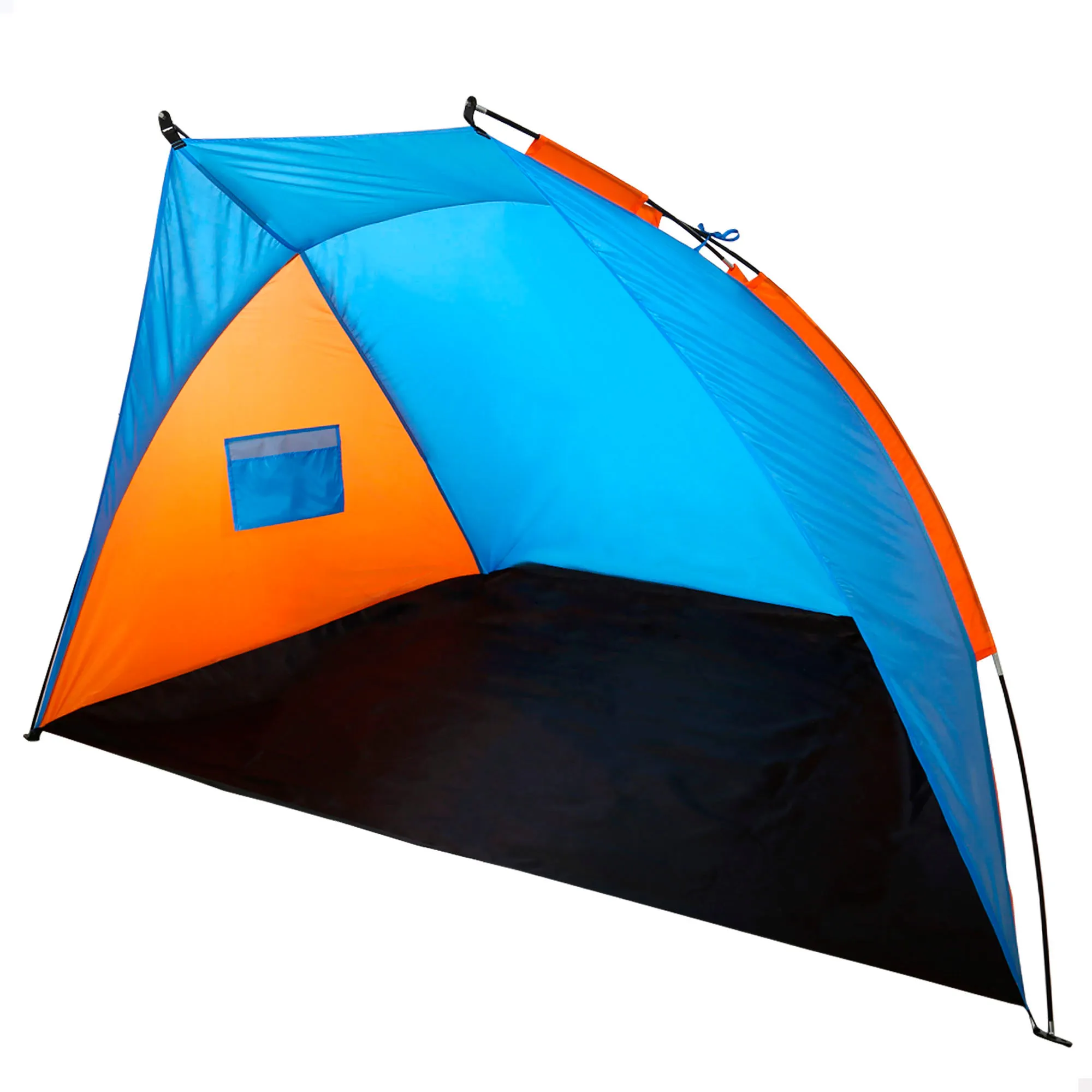 Aktive - Tienda paravientos de playa, una persona, medidas 200x125x120 cm, protección solar UV50+, de fibra de vidrio, color azul y naranja, bolsa de transporte, poliéster