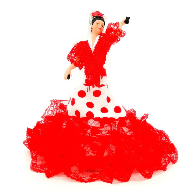 Flamenco andalusian porcelain doll 28 cm. Typical regional dress andalusia, manufactured in spain by folk artesanía dolls. #5