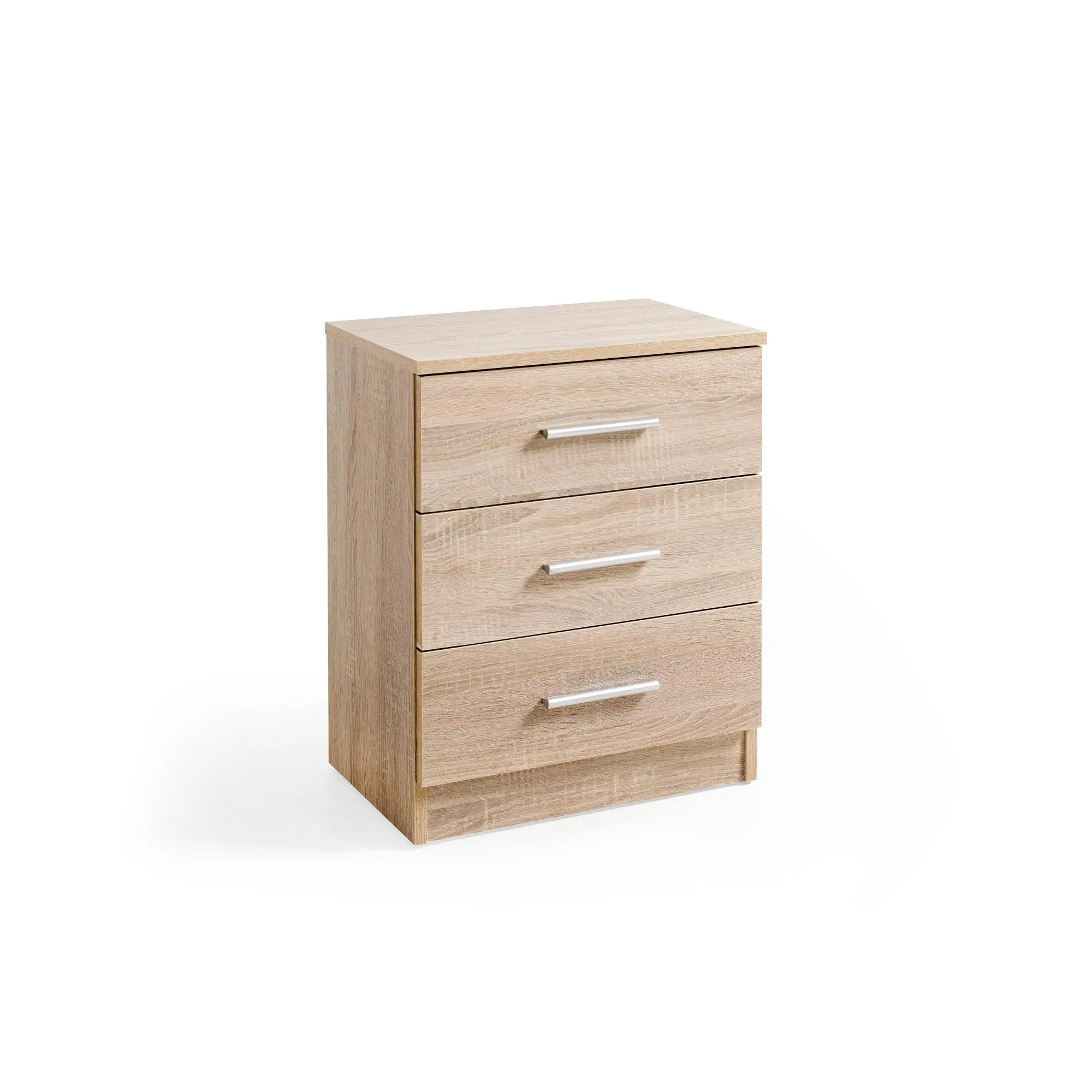 Kamibia |   Oak Color 3 Drawers Nightstand. Transport Included.