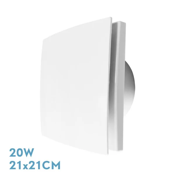 Extractor cuadrado de baño o cocina "Lille" para tubos de Ø15cm (20W 2000RPM 230V) color blanco
