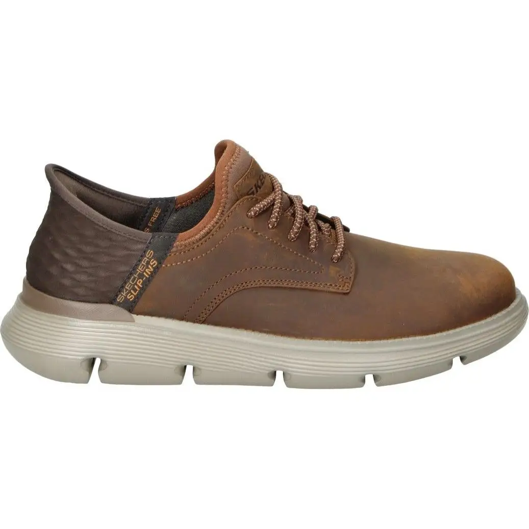 SKECHERS Casual shoe Skechers Slip-ins Garza Gervin men-comfortable shoes in Brown-lace-up shoe-Casual style-versatile-high quality-comfort-205046-CDB