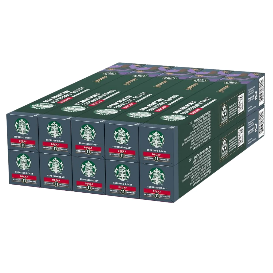 Café Espresso Roast Descafeinado Starbucks - PACK 10 UDS - Capsulas Compatibles Nespresso - QUMIR