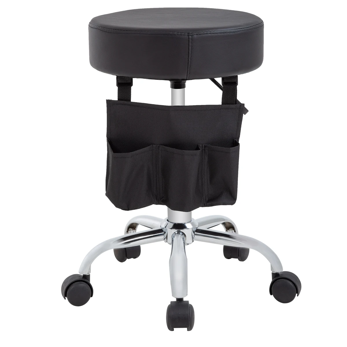 T-LoVendo Adjustable Swivel Stool with Accessory Bag for Hairdressing and Massage, featuring synthetic leather seat, height adjustment, and 5 wheels for easy mobility, ideal for salons, spas, and medical offices.
