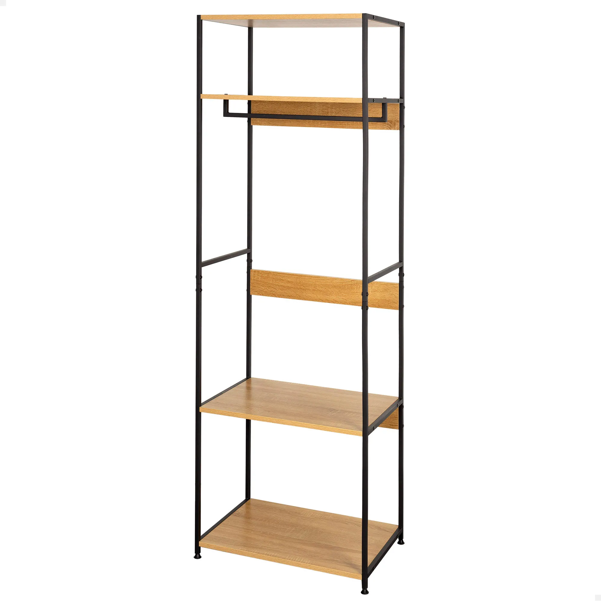 Max Home - Armario abierto, 60x40x175 cm, fabricado de acero y madera, máx. 30 kg, patas con topes nivelables, vestidor, zapatero, armarios dormitorio, estanterías almacenaje, organizador ropa, calzado y accesorios