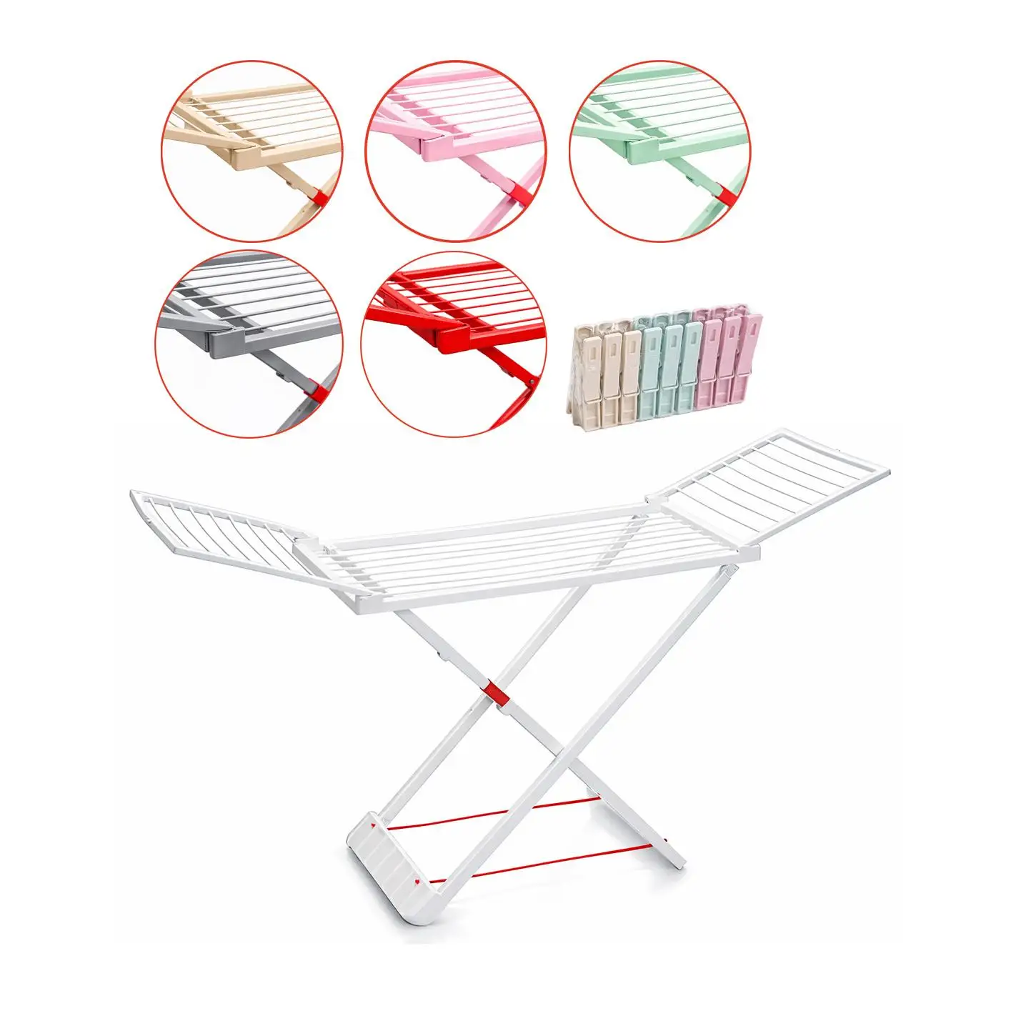 Tendedero Plegable de Resina Incluye 20 Pinzas – Tendal Abatible Balcón para Interior y Exterior