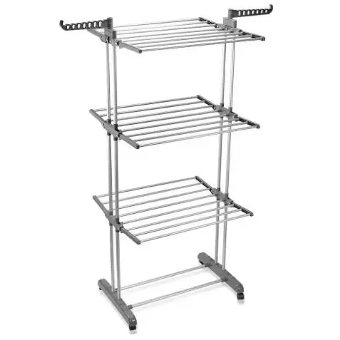 Estante para Secado de Ropa con 3 Niveles y Ruedas, Soporte Plegable Ideal para Lavandería y Hogar