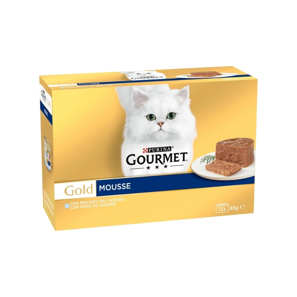 GOURMET Gold Mousse (12x85 gr) - Alimento Húmedo Completo para Gatos Adultos (Pescado del Océano)