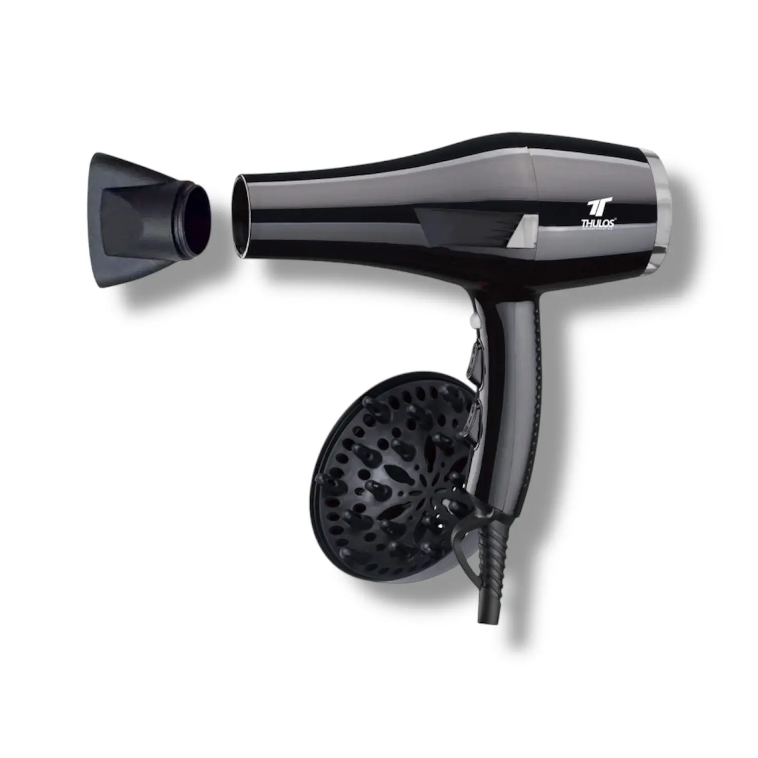 Secador de pelo, 2000W, 2 velocidades y 3 ajustes de temperatura, botón aire frío, con difusor y concentrador. THULOS TH-HD2025
