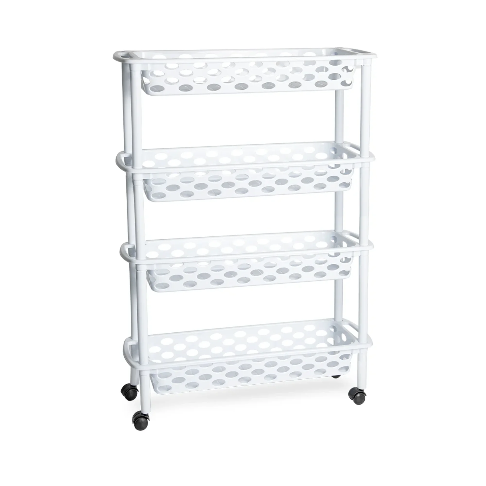 Carrito Slim 4 Cestas | Organizador Compacto con Bandejas Multiusos en Color Blanco