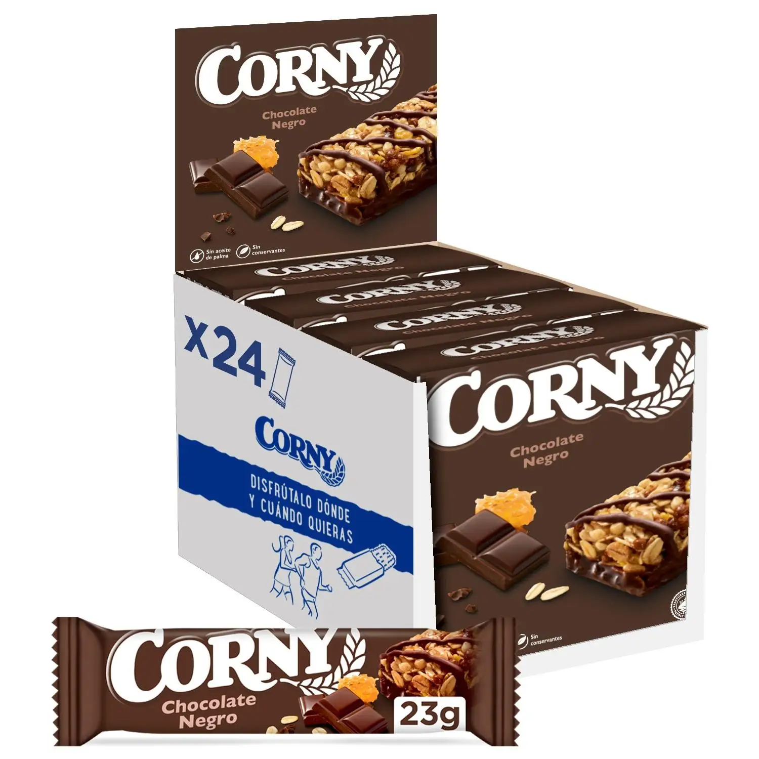 CORNY Barritas Cereales de Chocolate Negro 4 packs de 6x20g