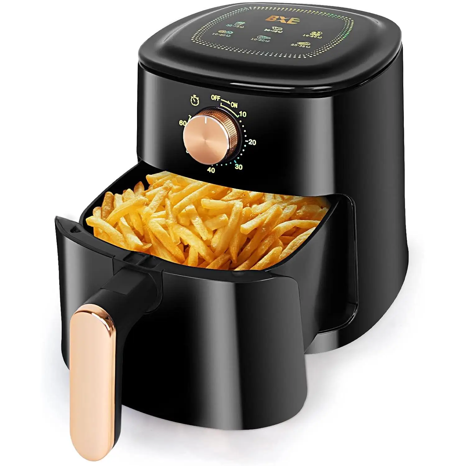 4L Black Air Fryer, Air Fryers Oil Free, with Basket, Easy Cleaning, Simple Knob Controls, Timer, Healthy Kitchen for Families 1 to 4, Matte Body Design