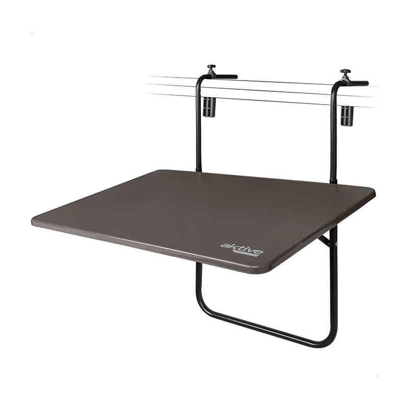 Mesa plegable balcón multiposición Aktive, estante de pared plegable, altura ajustable, aspecto de ratán, para exteriores, decoración de Patio y jardín