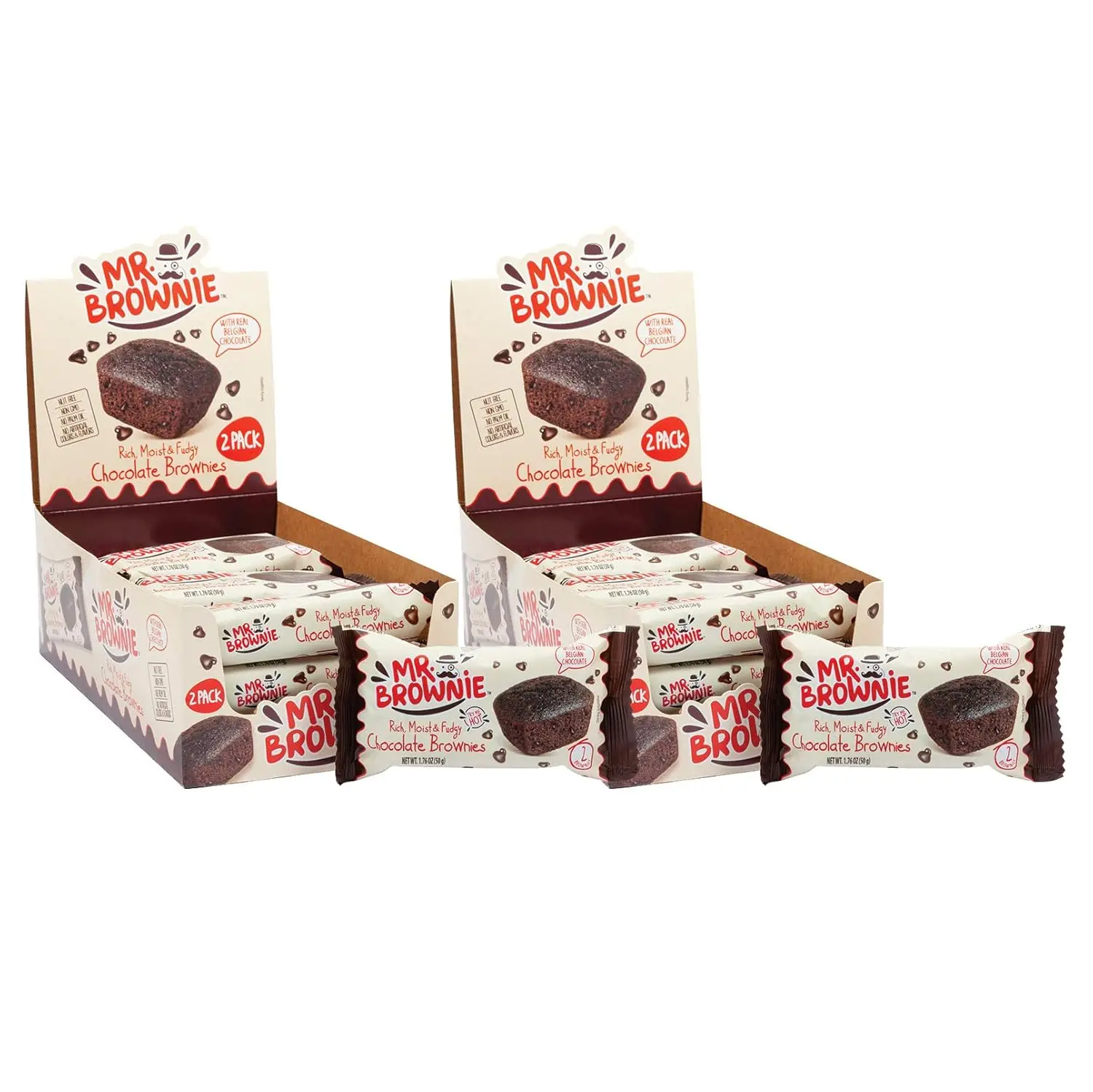 2 Paquetes de Mr. Brownie Brownies de Chocolate 24x50g en total