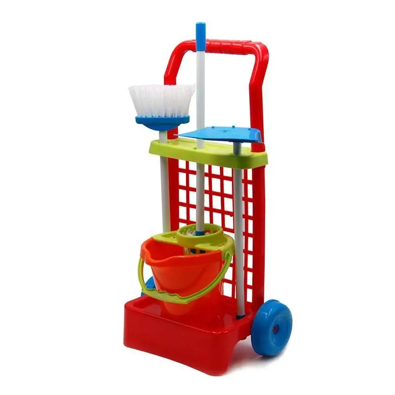 Molto children cleaning cart with broom, mop, dustpan and bucket