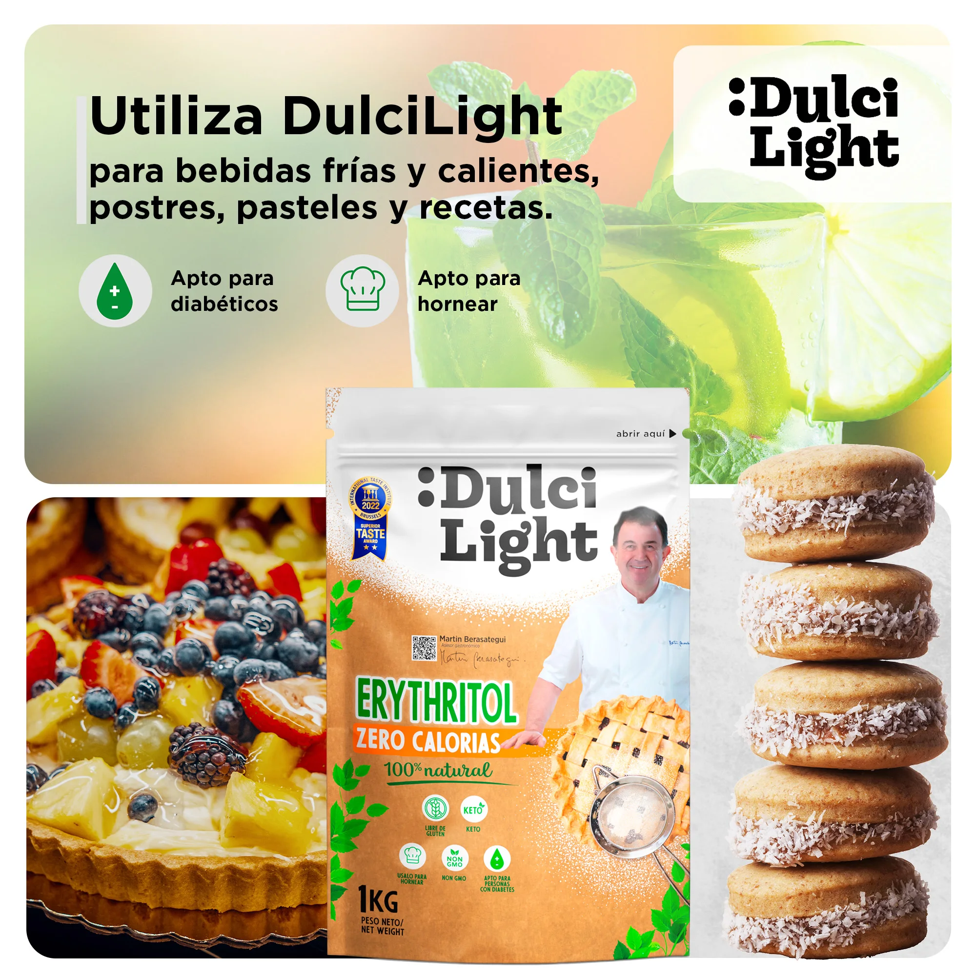 Dulcilight erythritol sweetener 1kg zero calories sugar substitute natural flavor 70% non-gmo sugar sweetness keto certified vegan gluten free take care of your teeth without bitter taste #4