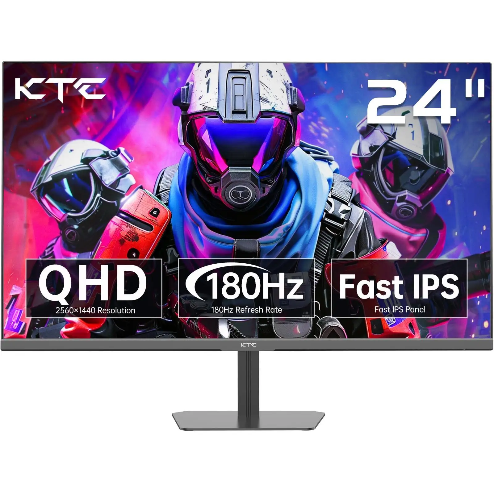 KTC Gaming Monitor 24 inch Q24T09/H24V13, Fast IPS 180Hz/VA 100Hz, 2K QHD 2560x1440/1080P Vertical Monitor, 1ms, HDR10 126% sRGB, freeSync & G-sync Computer Monitor VESA 100*100 DP HDMI For FPS MOBA RPG MMO RTS Gaming