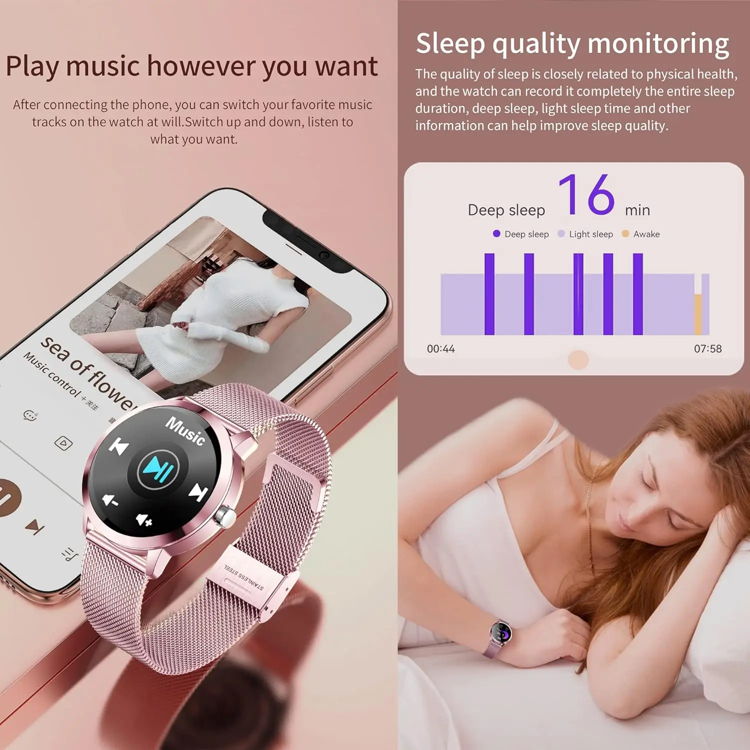 Smartwatch for Men with 1.43" AMOLED Display, Bluetooth Calling, Heart Rate, SpO2, Blood Pressure Monitoring, IP68 Waterproof, 120+ Sports Modes, 400mAh Battery Compatible with Android and iOS.