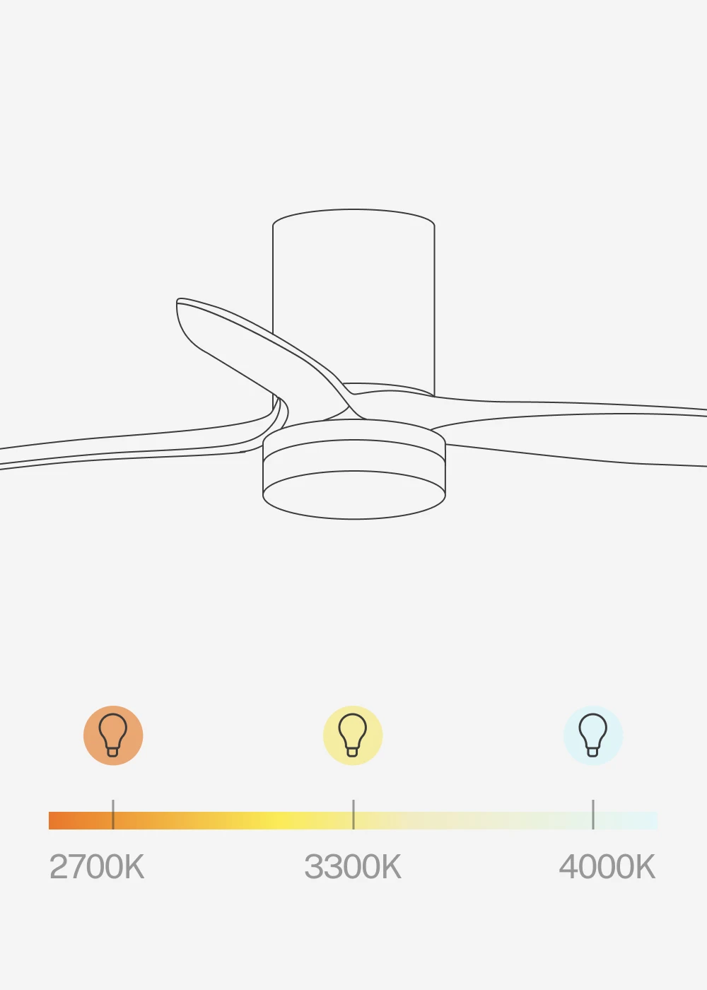 Create - 40w silent ø132cm ceiling fan with customizable plaster housing (white / light wood)- wind calm concrete