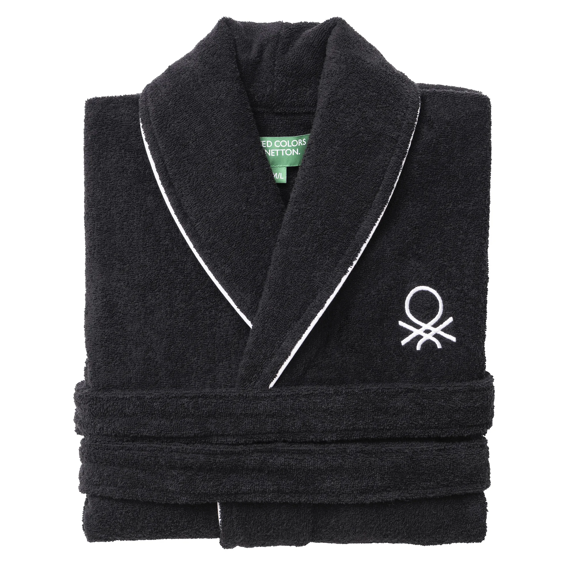 Albornoz m/l 360gsm 100% algodón negro black & white CASA BENETTON