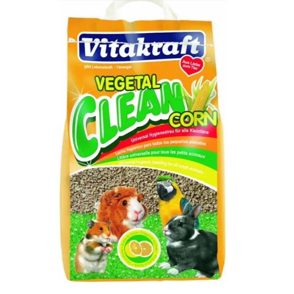 Vitakraft - Vegetal Clean Corn, Lecho Higiénico de Mazorcas de Maíz para Pequeños Animales - 8L