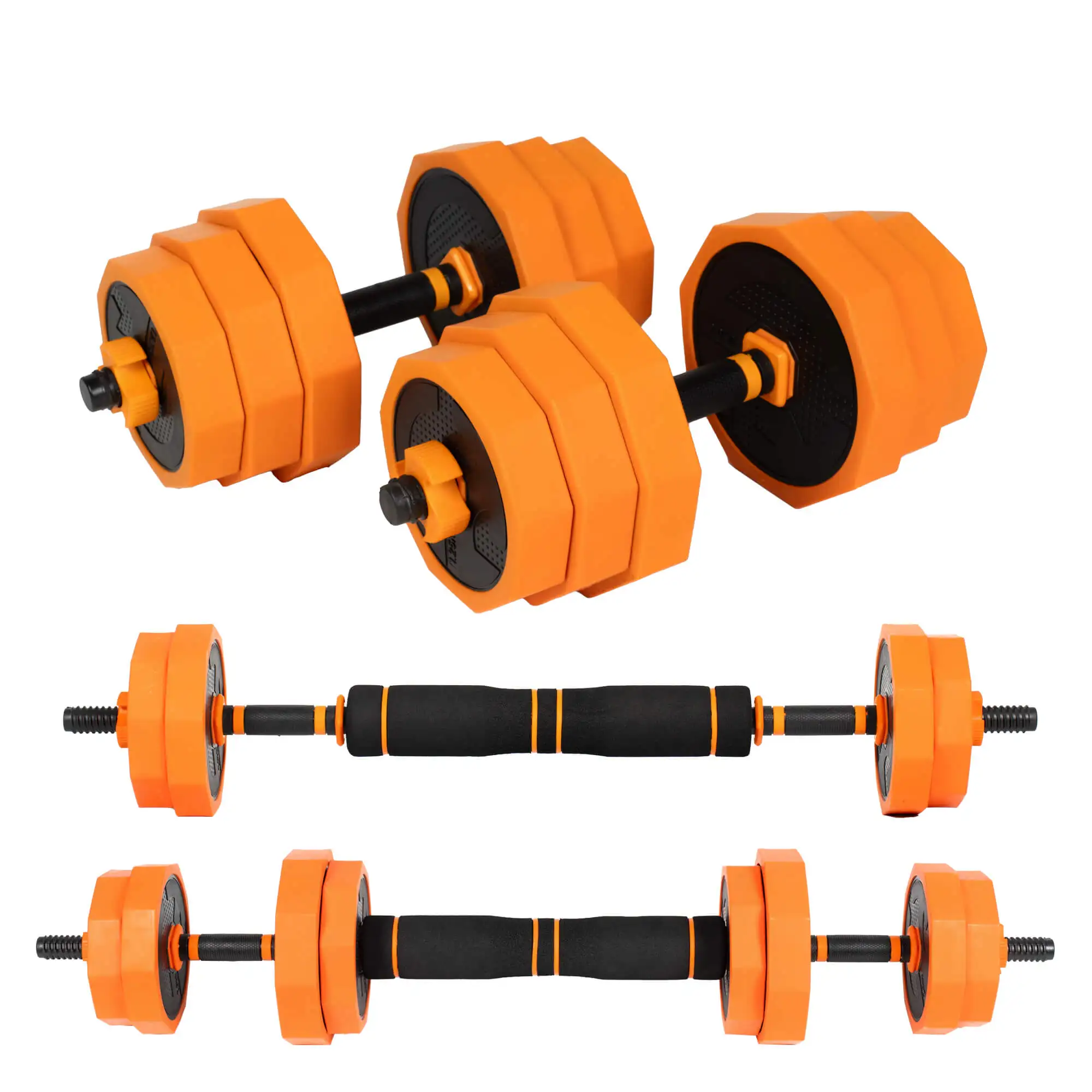 OZIO FITNESS Kit Mancuernas Ajustables 10 kg / 15 kg / 20 kg / 30 kg / 40 kg 2 en 1 Pesos Poligonales Fitness