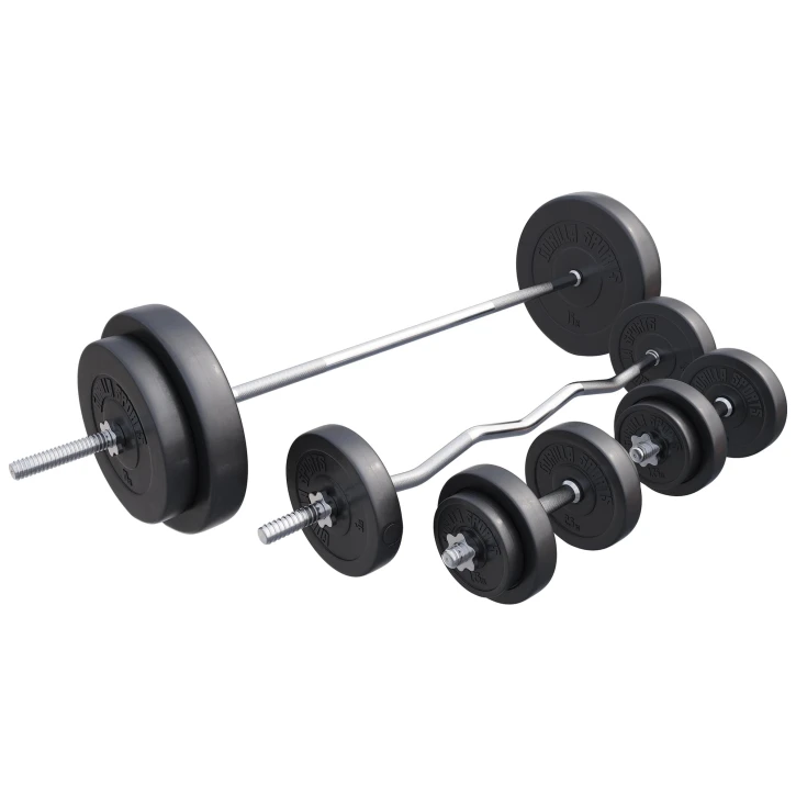 Gorilla Sports Juego de Pesas Completo de Plástico de 100kg