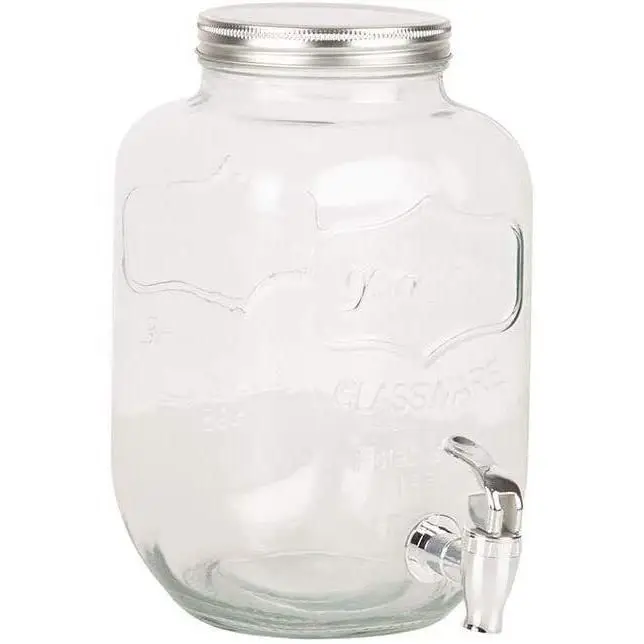 Maxia Market Spenderglas mit Wasserhahn und Oberseite Wolga 4 oder 8 Liter Glas für Wasser oder Getränke