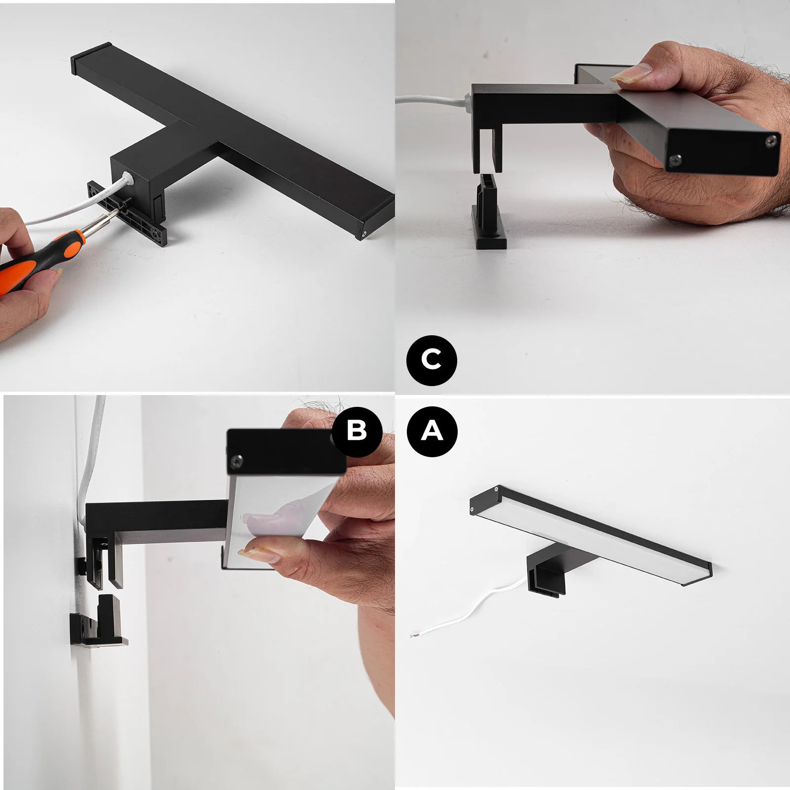 ALPINALUZ LED Wall Lamp 8W 30cm for Bathroom, available in matte black or chrome, features a modern aluminum design, IP44 protection, and neutral white light (4000K) for mirrors and furniture.