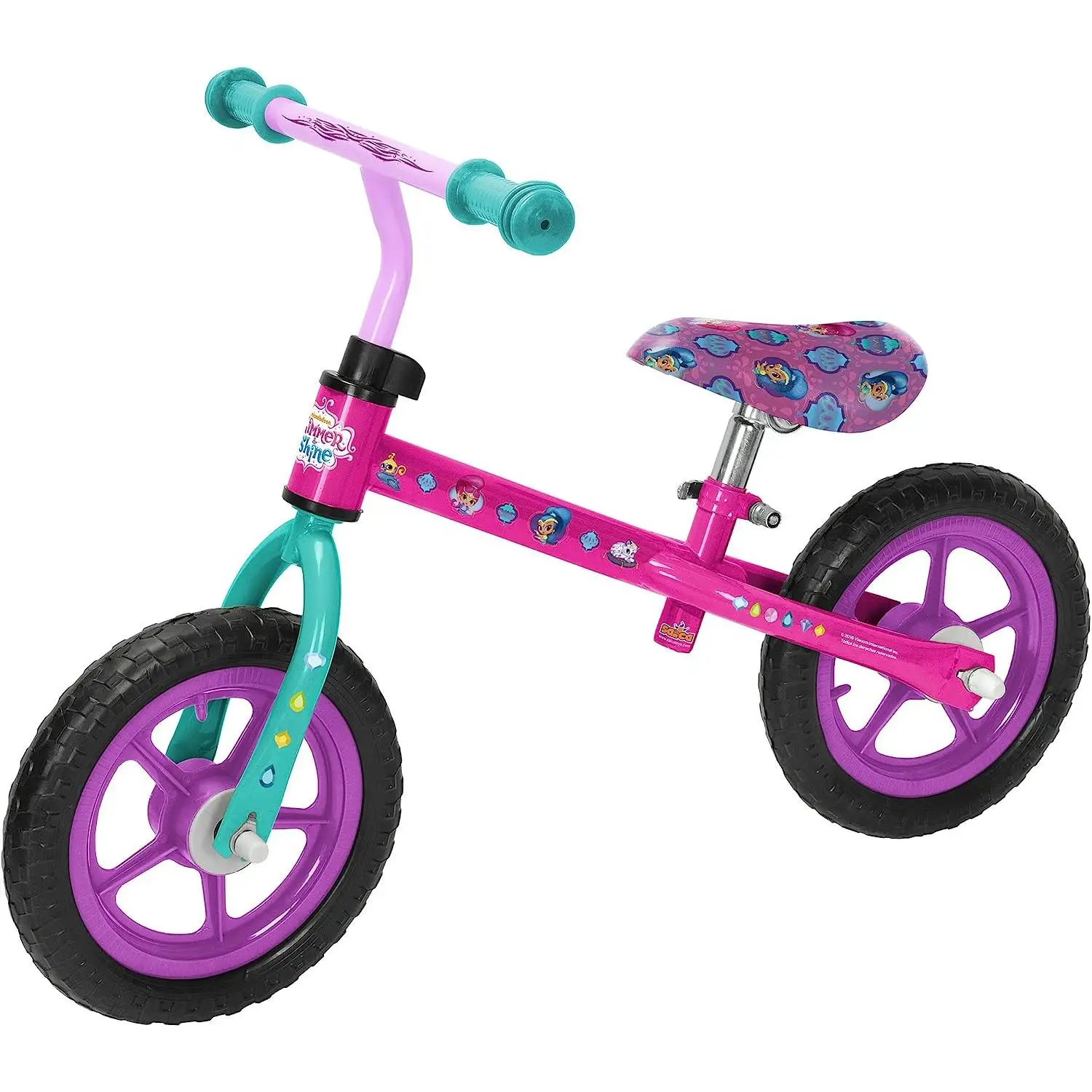 2 wheel bicycle without pedals, Shimmer , Unicorn or Dino light and easy to operate. Adjustable saddle and handlebar. Quality at the best price. According to the regulations CE. + 3 years