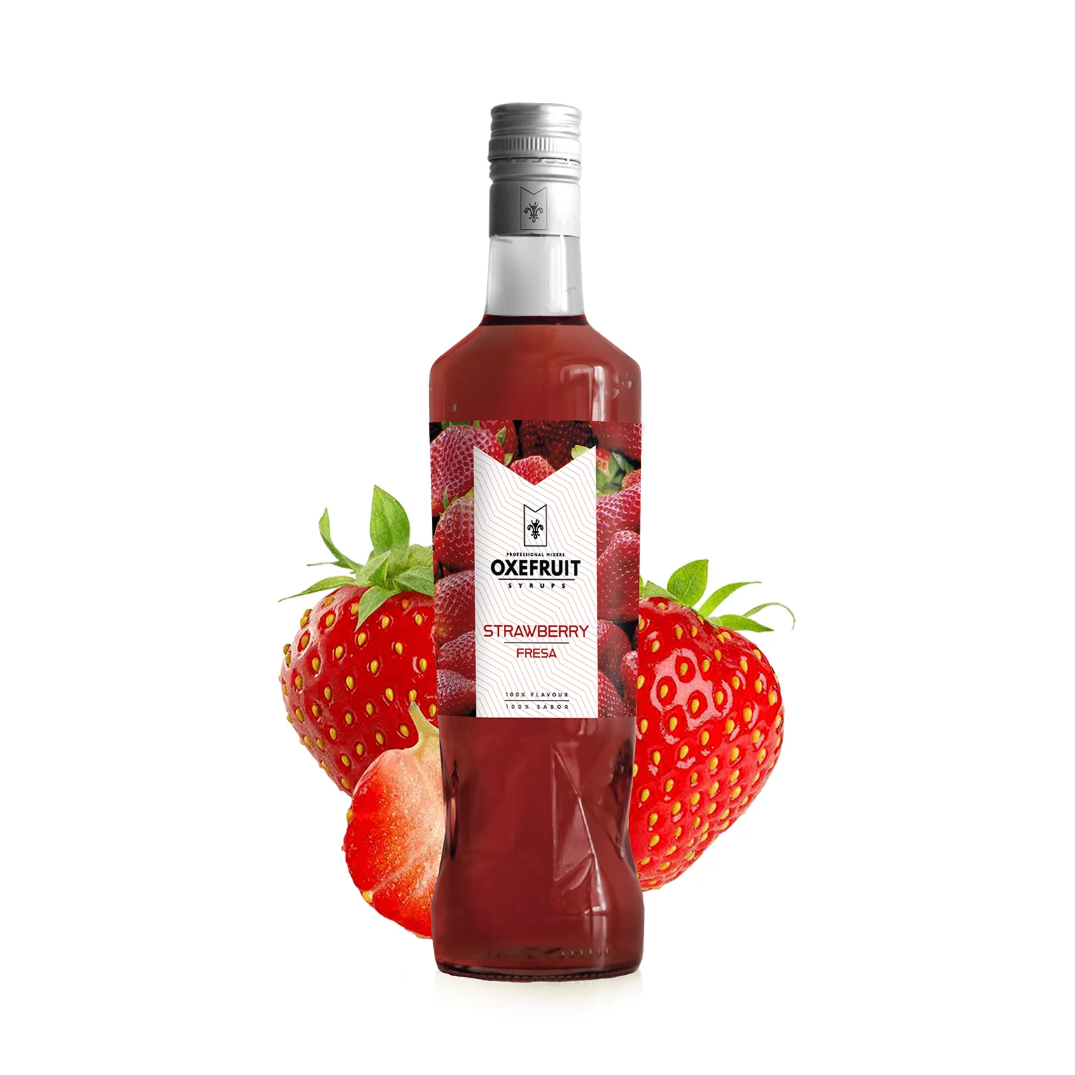 Sirope de Fresa Oxefruit para Cócteles y Frappés Sin Gluten y Sin Lactosa - 70 Cl