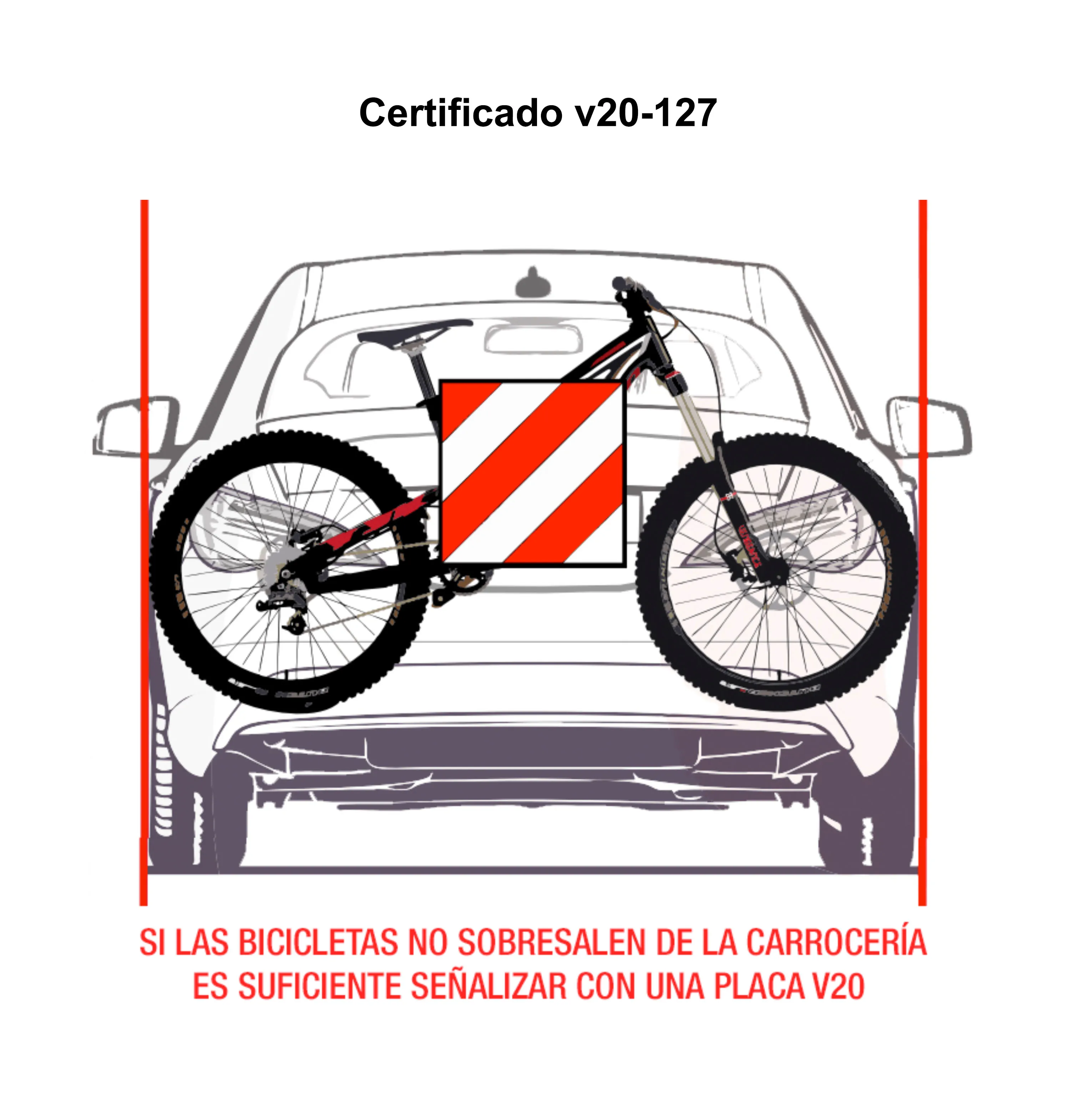 Enerfero-plate V20 danger signal outstanding merchandise, V20 approved plate, protruding load plate, ABS flexible, 500x500MM