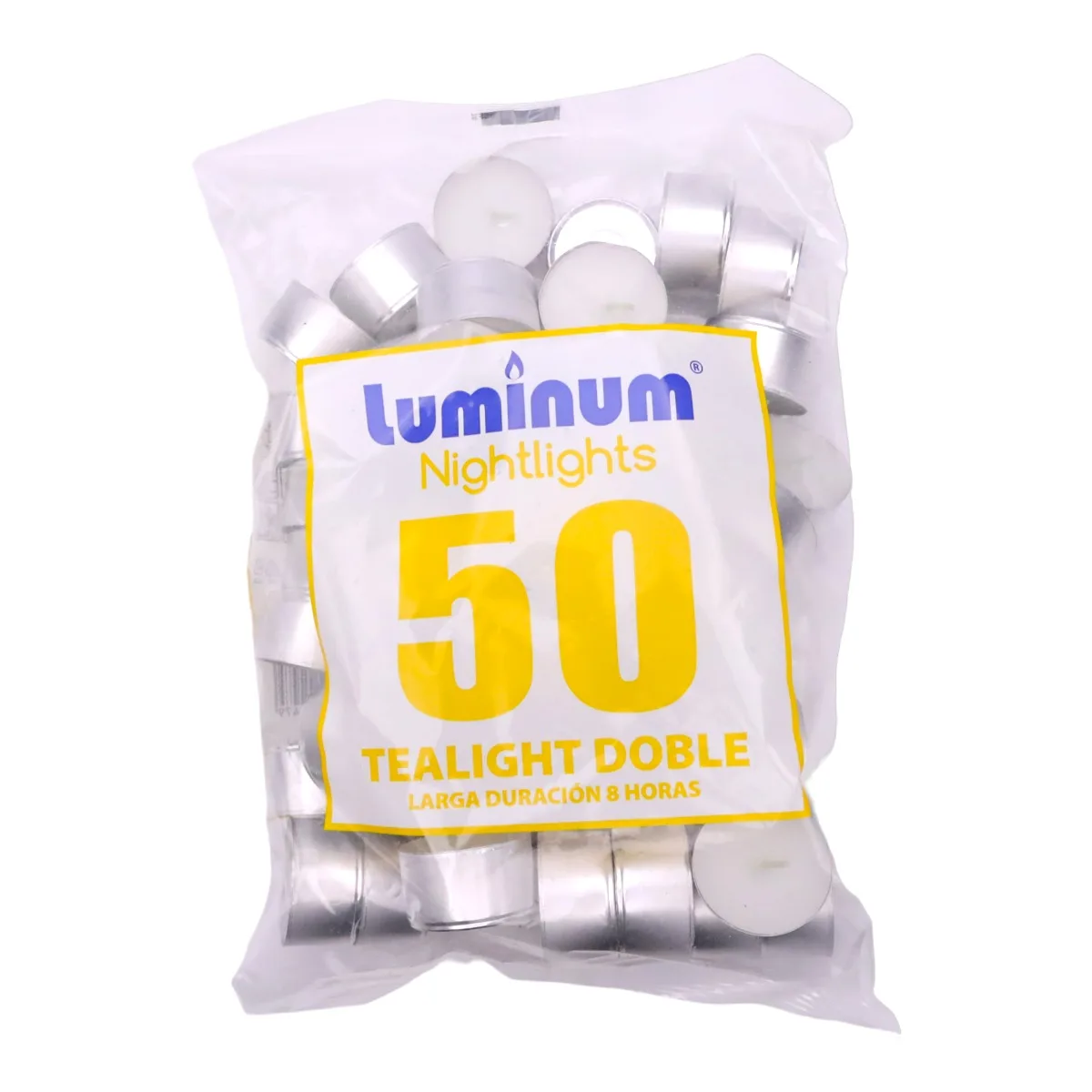 Luminum nightlights Juego de 50 velas Tealight Larga duración de 8 horas Velas de té