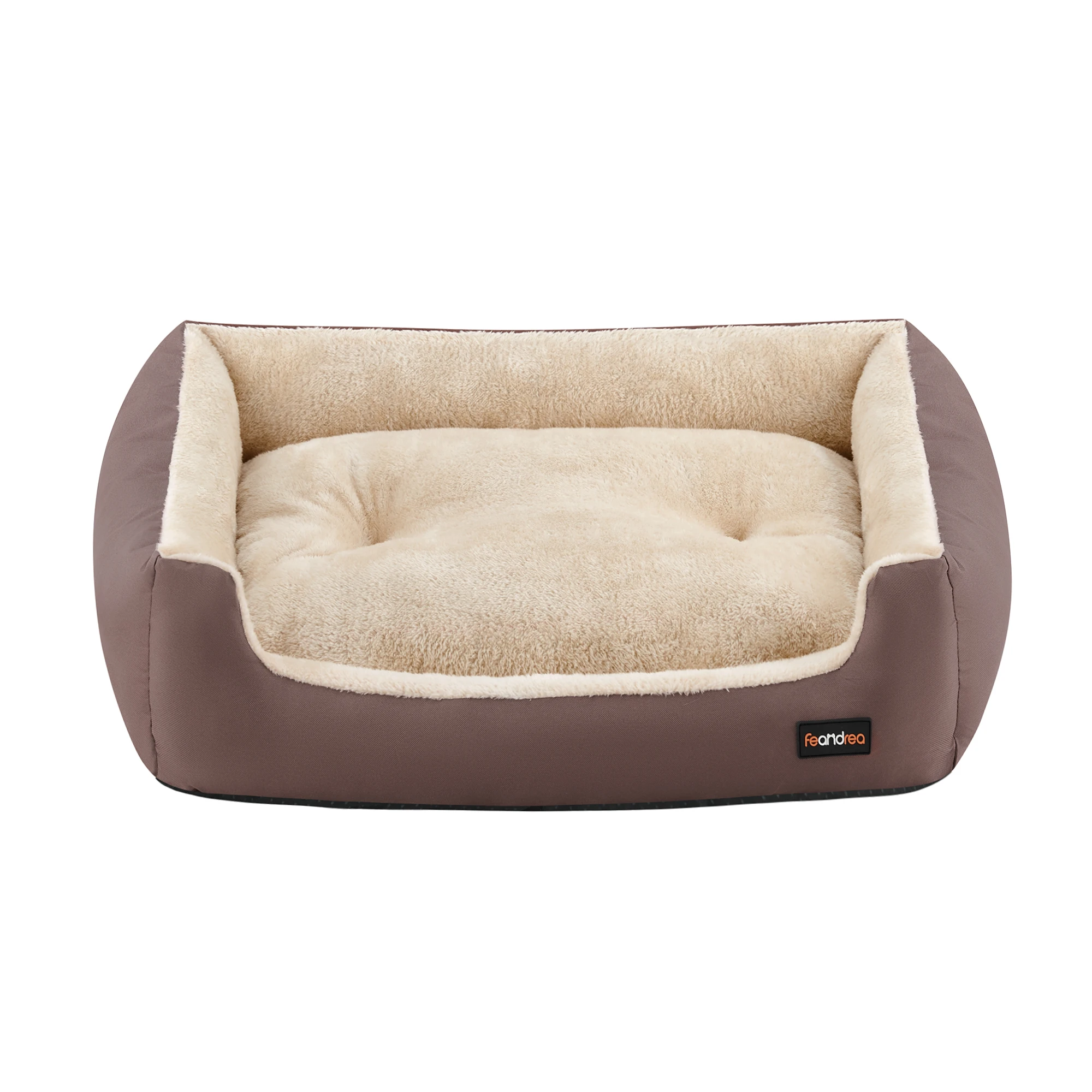 Feandrea Cama para Perros, Alfombra Extraíble y Reversible, Bordes Elevados, Base Antideslizante, Talla L, 85 x 65 x 21 cm, Marrón Café y Beige Arena/Gris Paloma y Beige Arena/Gris Pizarra y Gris