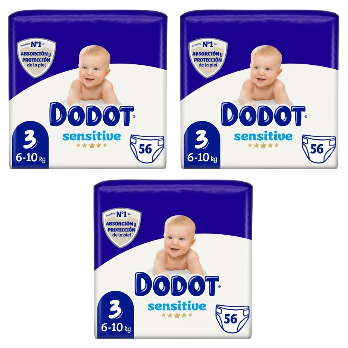 DODOT Sensitive diapers size 3 (6-10kg) 56 pieces box 3 bags Total 168 diapers