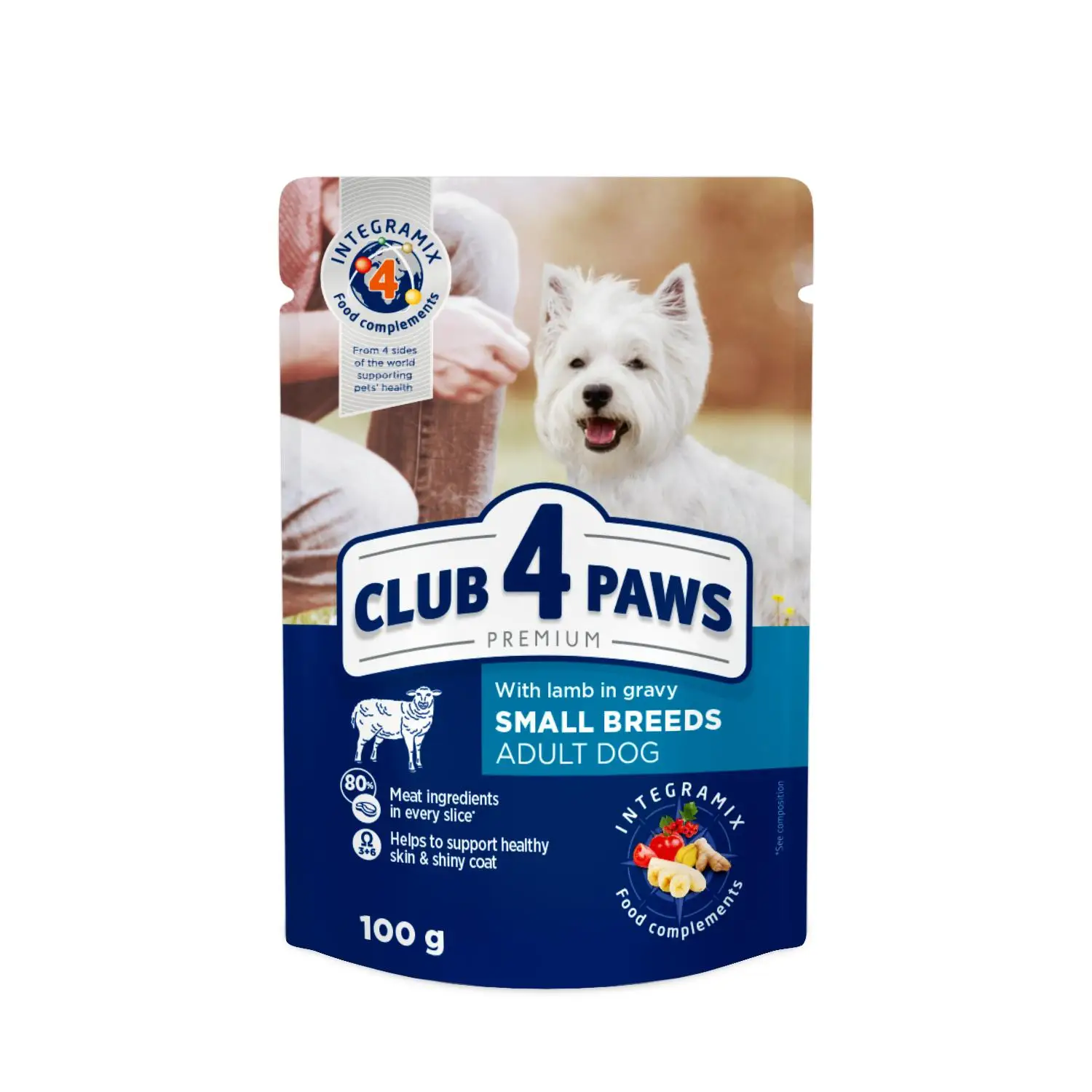 Comida húmeda completa para perros adultos CLUB 4 PAWS PREMIUM-Cordero en salsa, PACK 24*100g - Alimento húmedo premium para perros adultos con cordero en salsa - PACK 24*100g