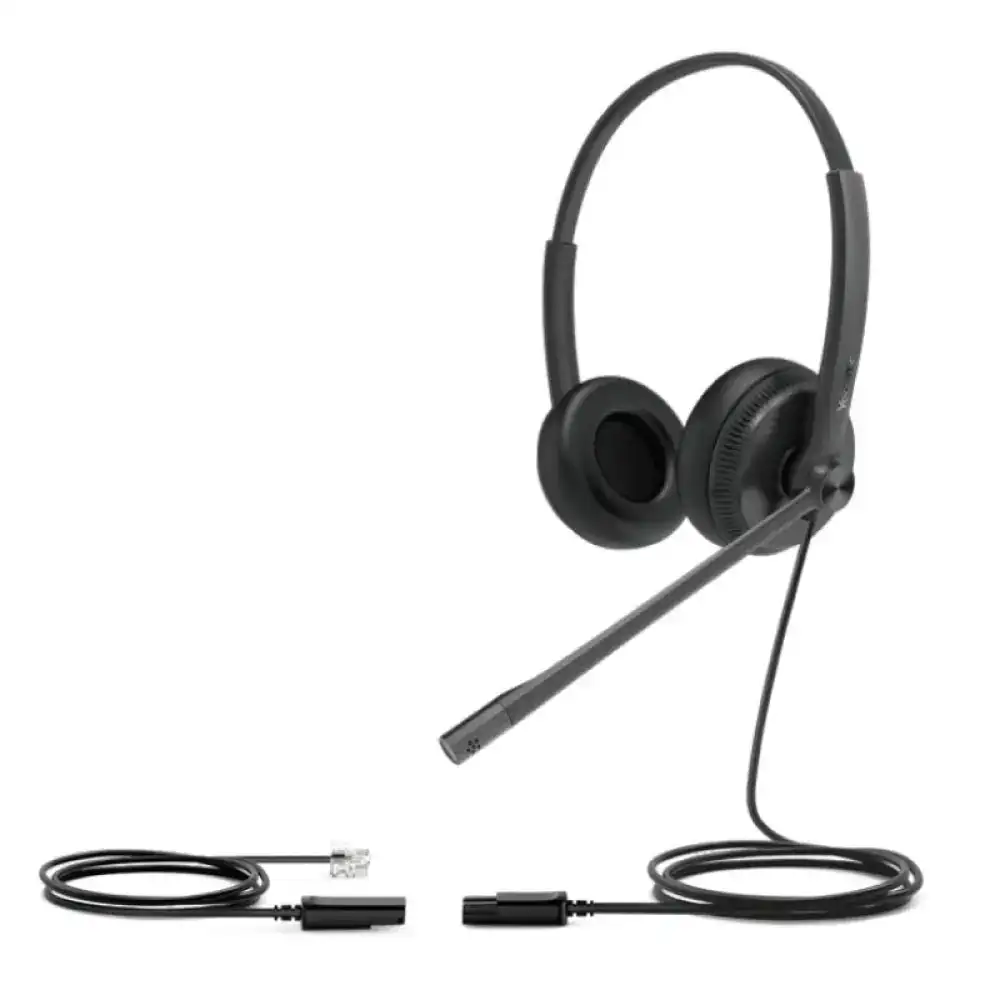 Yealink - Auriculares IP YHS34 Lite Dual para teléfonos Yealink con conexión QD a RJ9, ultraligeros y con cancelación pasiva de ruido