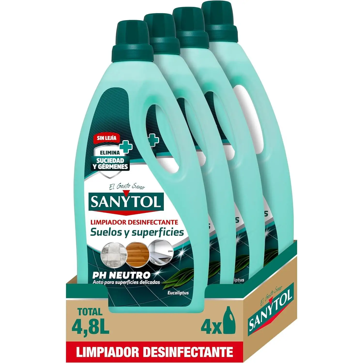 Pack De 2, 3 o 4 Botellas De Sanytol Botella Desinfectante Sin Lejía Limpiahogar, 1.2L, Elimina
