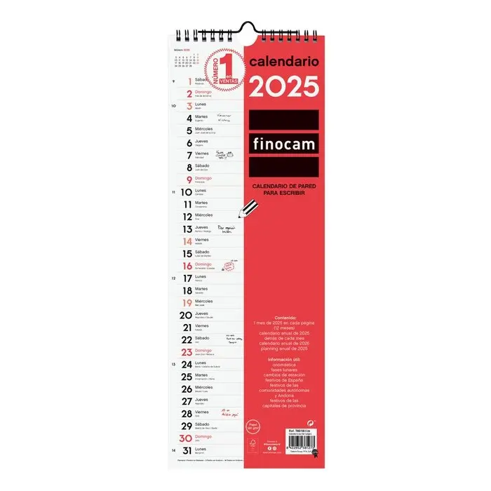 FINOCAM calendar 2025 Wall write long L annual calendar