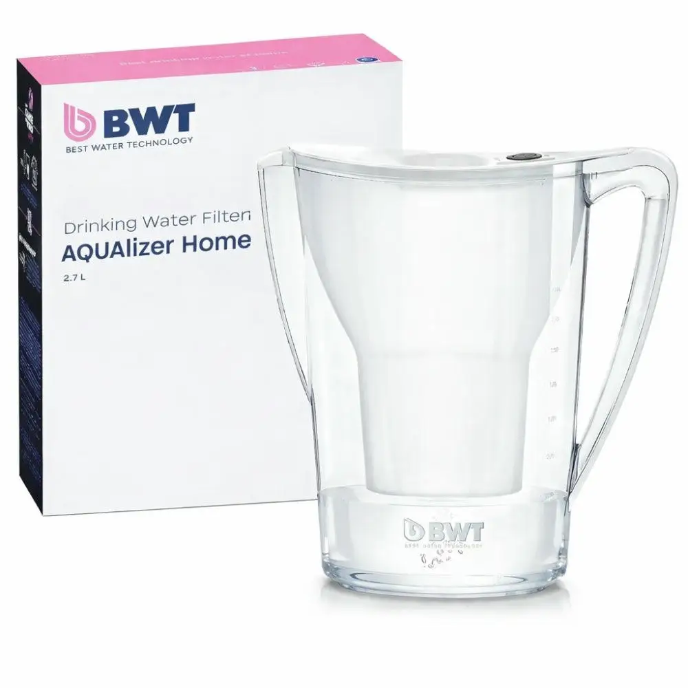 BWT Jarra Filtradora de Agua Aqualizer Blanca 2,7L - Reduce Cal, Cloro e Impurezas y Enriquece con Magnesio - no incluye cartucho