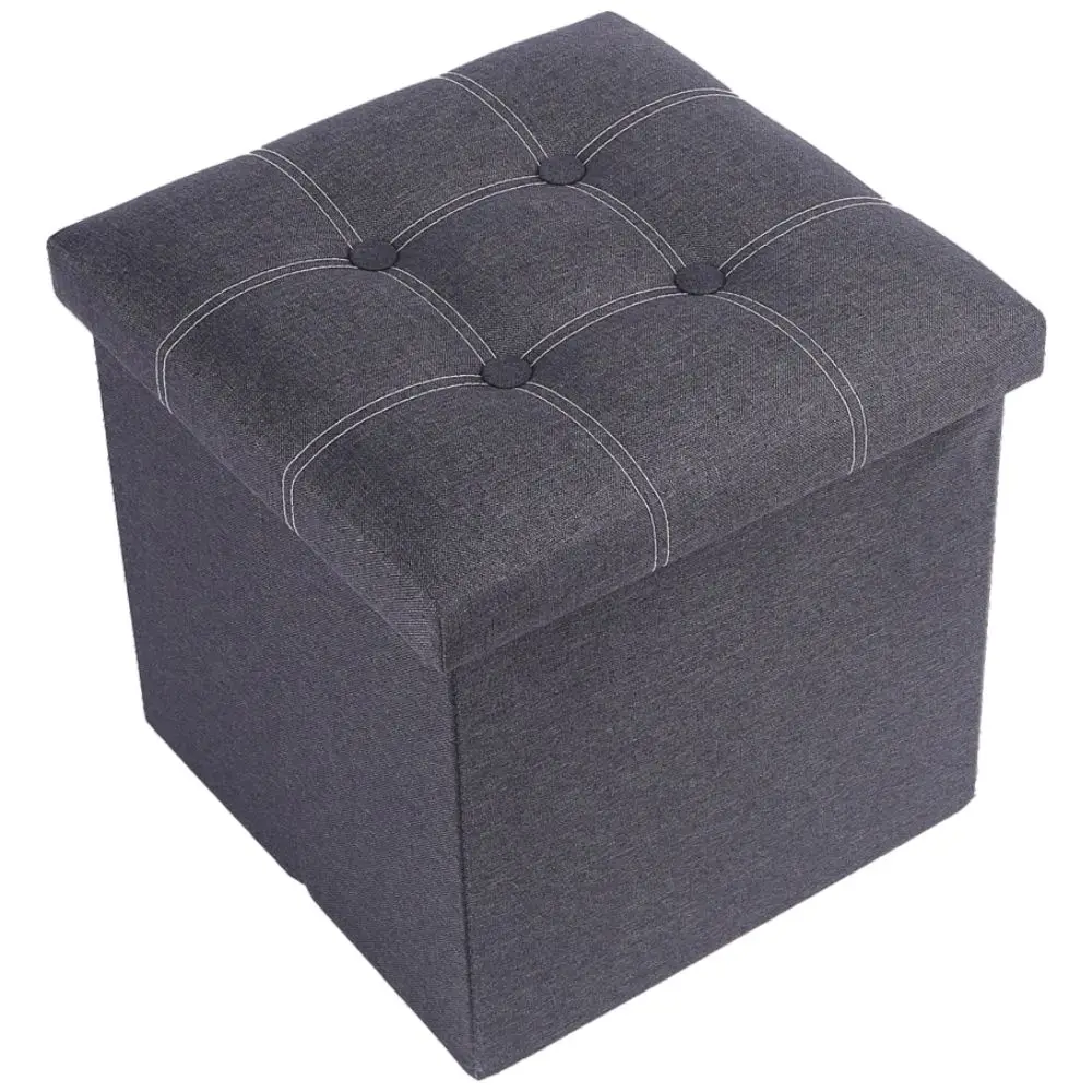 Puff para almacenamiento en tela plegable PlusCalidad - Puff Cúbico 38*38*35cm - Baúl, Taburete o Reposapiés
