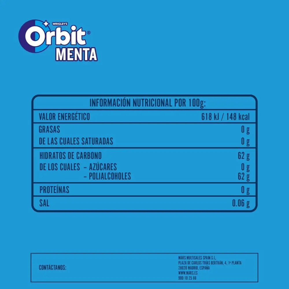 Orbit Gum-Sugar Free-Mint Flavor-Gragea Format (30x10 gum)