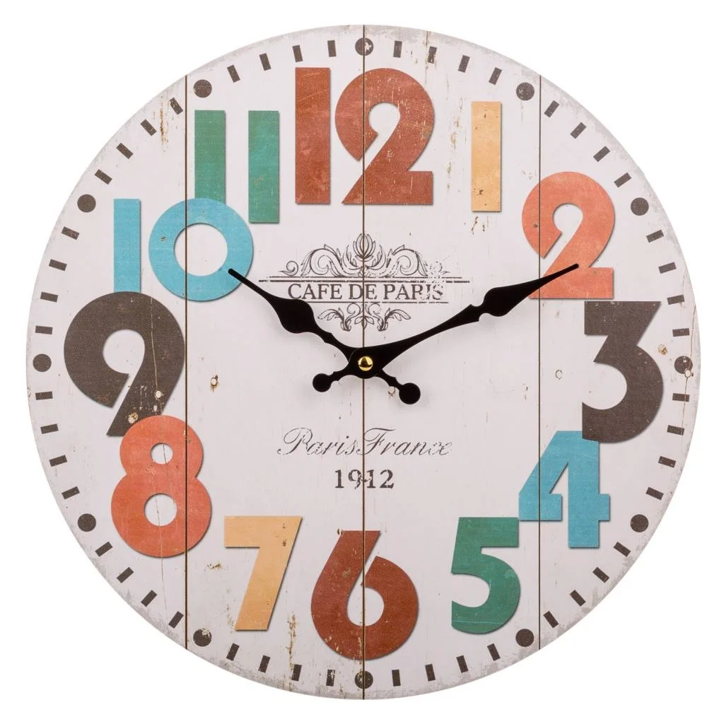 Wonderlust Deco - Reloj de pared de madera blanco d34x2 cm Blanco D34x2h cm