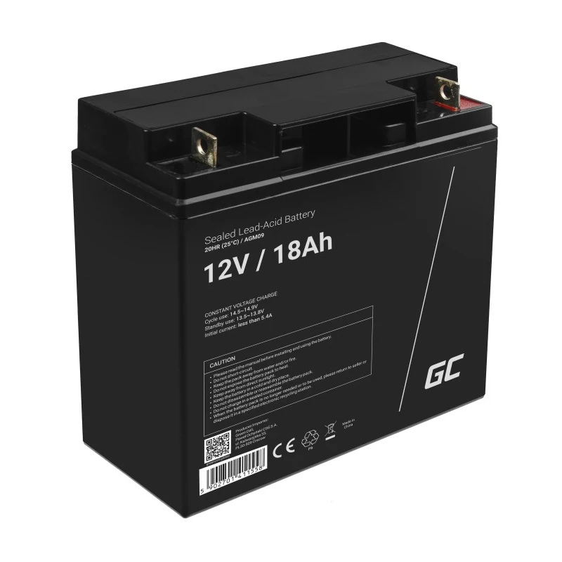 Green Cell Recambio de Batería Gel AGM 12V 18Ah para Montacargas Carro de Golf Moto Eléctrica Silla de Ruedas