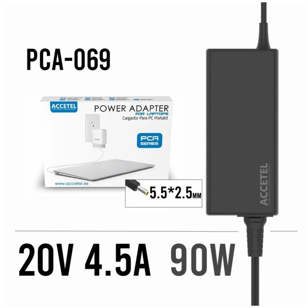 Accetel PCA-069 Cargador Lenovo 20V 4.5A 5.5*2.5mm 90W